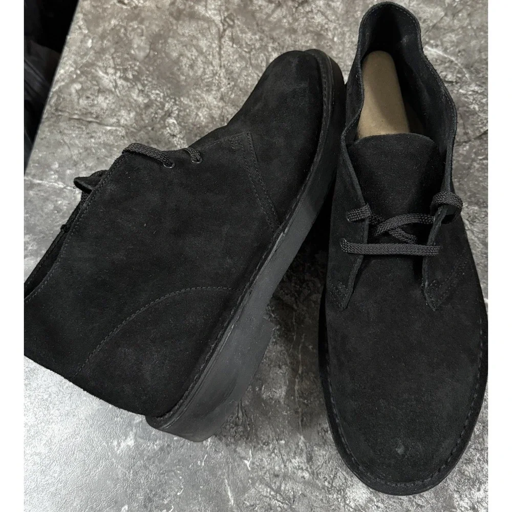 Clark's Collection‎ Mens Shepton Chukka Desert Black Suede Boots Sz 10M